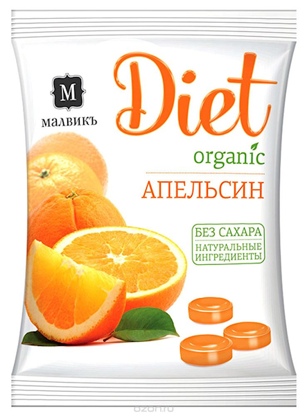 Malvik diet Orange candies with isomalt 50 g