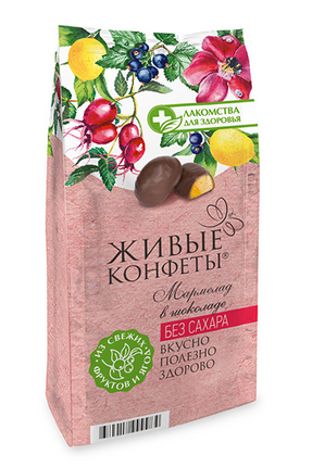 Maramalade Glazed &quot;Zhyvye Konfety&quot; Black Current, Rosehip, Lemon 150g (Sugar FREE)