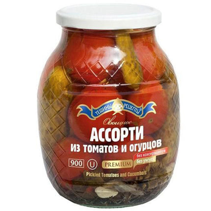 Assorted Pickled Tomatoes and Cucumbers, 900g