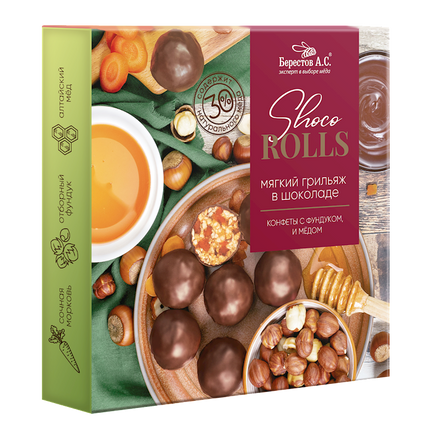 Candy box Berestov Shoco Rolls with hazelnut and honey 135 g