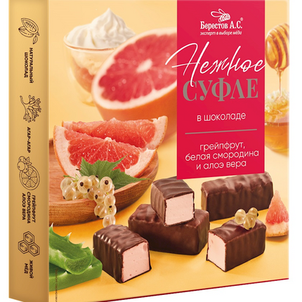 Assorted souffle Berestov grapefruit, white currant, aloe vera 155 g