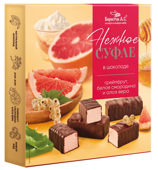 Assorted souffle Berestov grapefruit, white currant, aloe vera 155 g