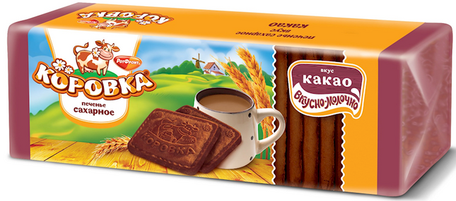 Sugar Biscuits &quot;Korovka&quot; with Chocolate 375g