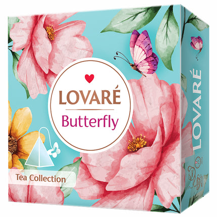 Assorted Black, Green & Floral Tea 9 Flavors "Butterfly", Lovare, 45 sachets