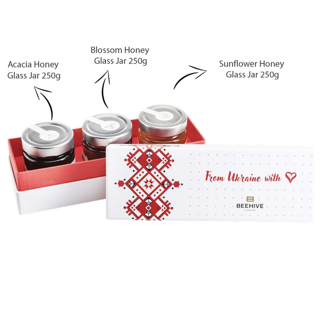 Gift Set 3 Natural Honey "FROM UKRAINE WITH LOVE", 750g