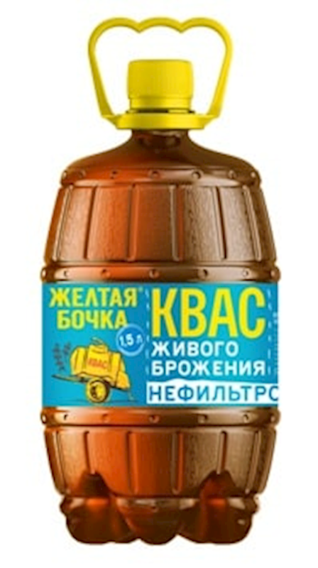 Kvass &quot;Yellow barrel&quot; unfiltered 1.5l