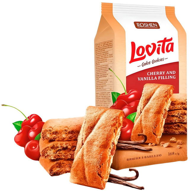 Cookies with Cherry-Vanilla Filling Lovita, 168g