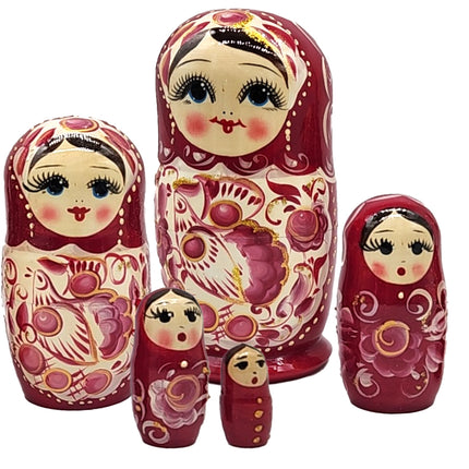 Matryoshka Nesting Doll "Fire Bird", Height 17cm, 5 Dolls