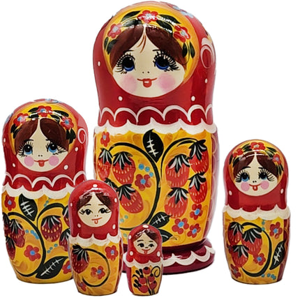 Matryoshka Nesting Doll "Alenka Berries", Height 17cm, 5 Dolls