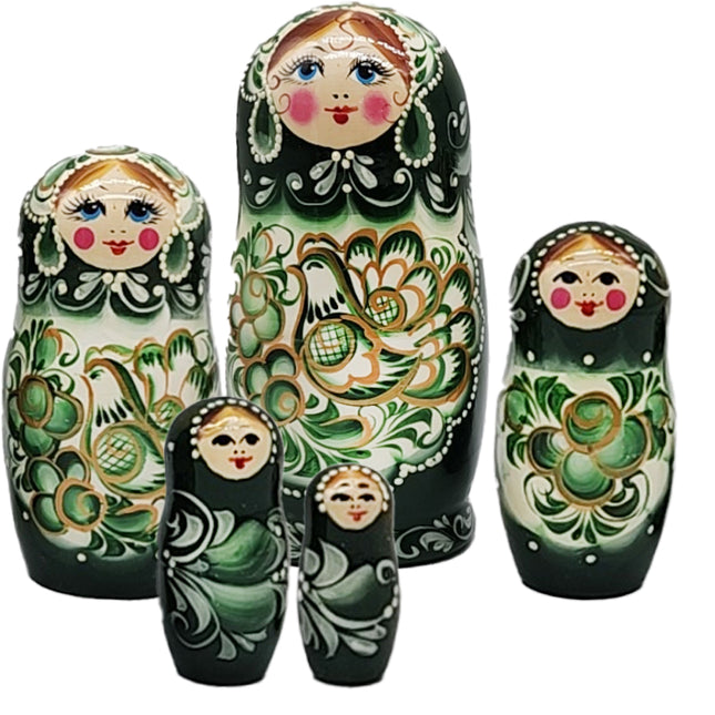 Matryoshka Nesting Doll "Malachite", Height 17cm, 5 Dolls