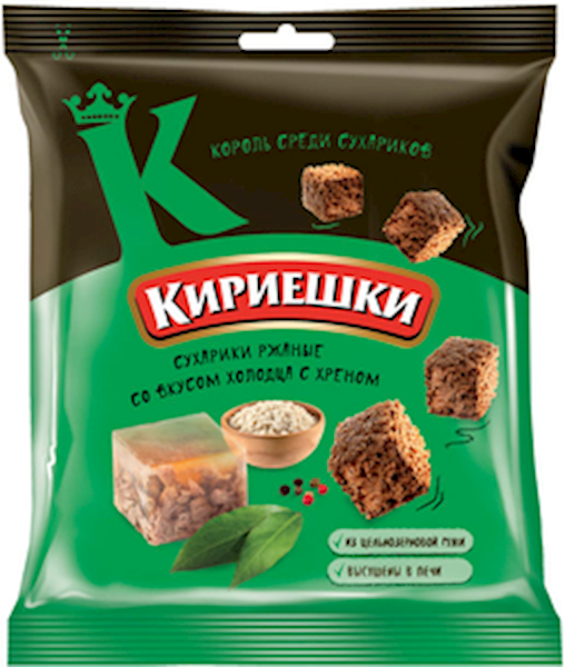 Rye-wheat croutons &quot;Kirieshki&quot; with aspic with horseradish flavour 100g