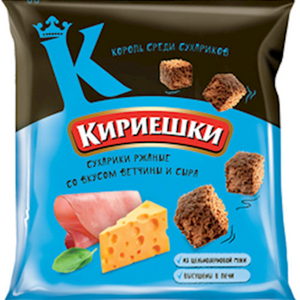 Rye-wheat croutons Kirieshki with ham with cheese flavour 40g