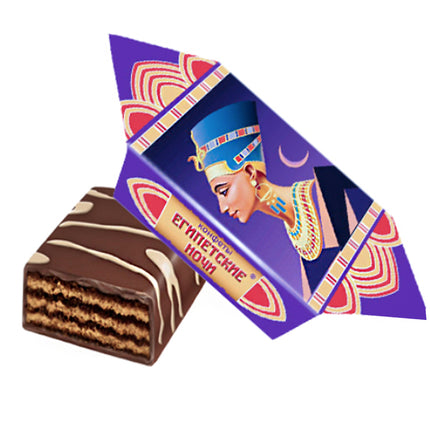 Glazed Waffle Candies with Orange Filling "Egyptian Nights", Slavyanka, 226g/ 0.5lb