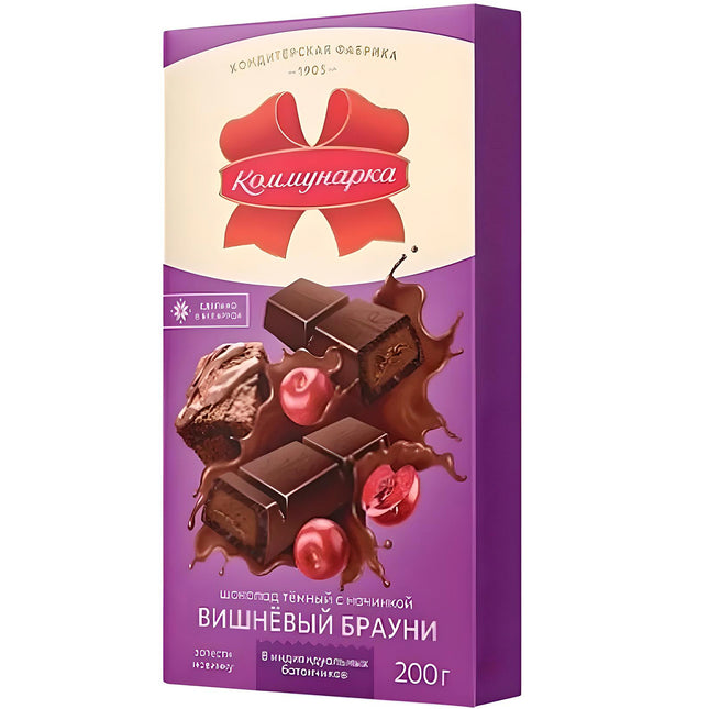 Dark Chocolate with Cherry Brownie Filling, 8 Sticks, 200g