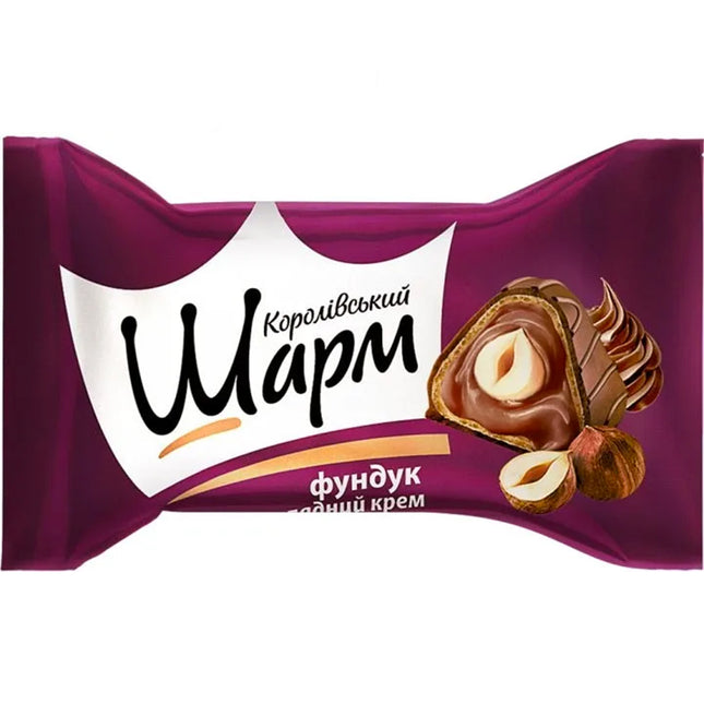 Waffle Candies with Whole Hazelnuts & Chocolate Cream "Royal Charm", 450g