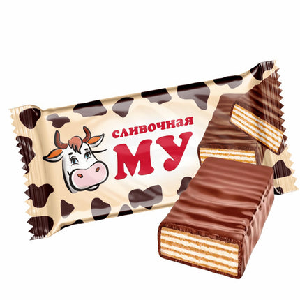 Waffle Chocolate Glazed Candy "Creamy Mu" Creamy Flavour, 450g