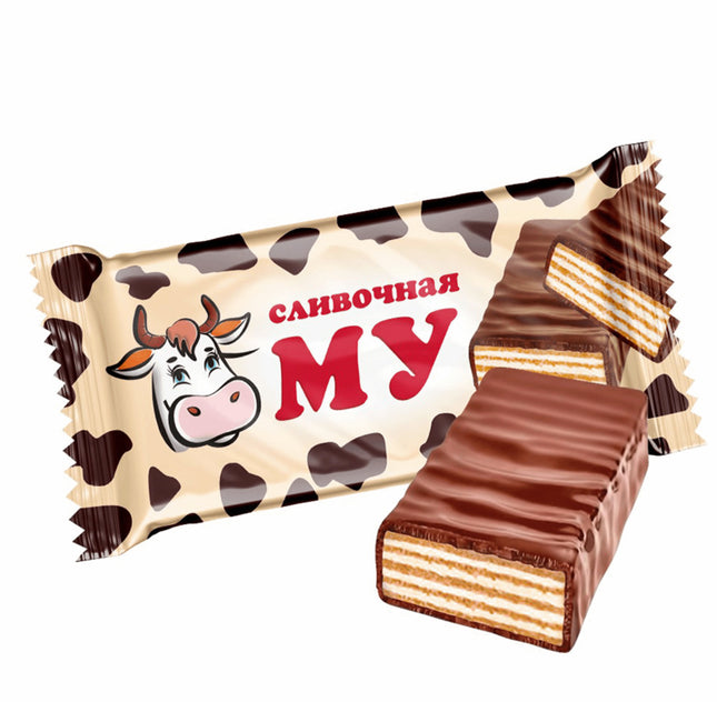 Waffle Chocolate Glazed Candy "Creamy Mu" Creamy Flavour, 450g