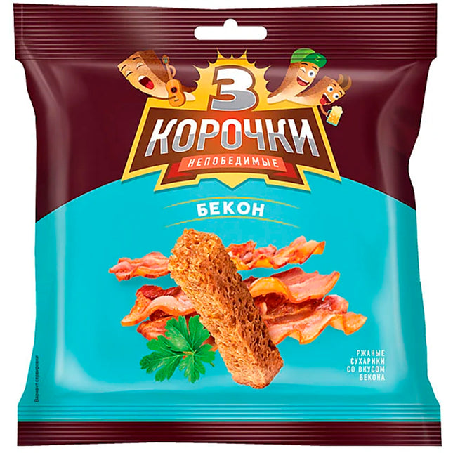 Croutons Bacon Flavored "3 Crusts", KDV-Group, 100g/ 3.53oz