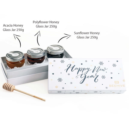 Gift Set 3 Natural Honey "HAPPY NEW YEAR", 750g