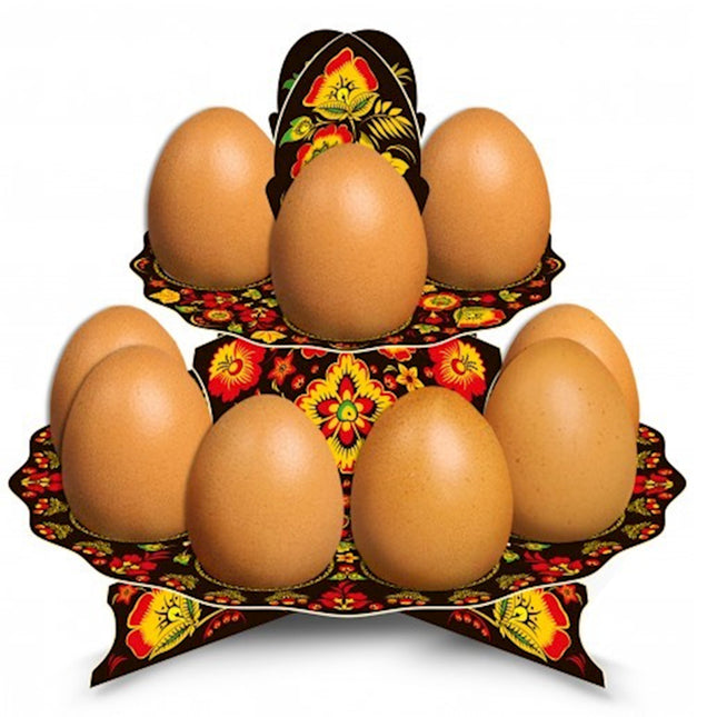 Khokhloma Pattern Decorative Cardboard Easter Stand for 12 Eggs