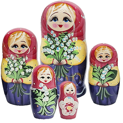 Matryoshka Nesting Doll "Muguets", Height 17cm, 5 Dolls