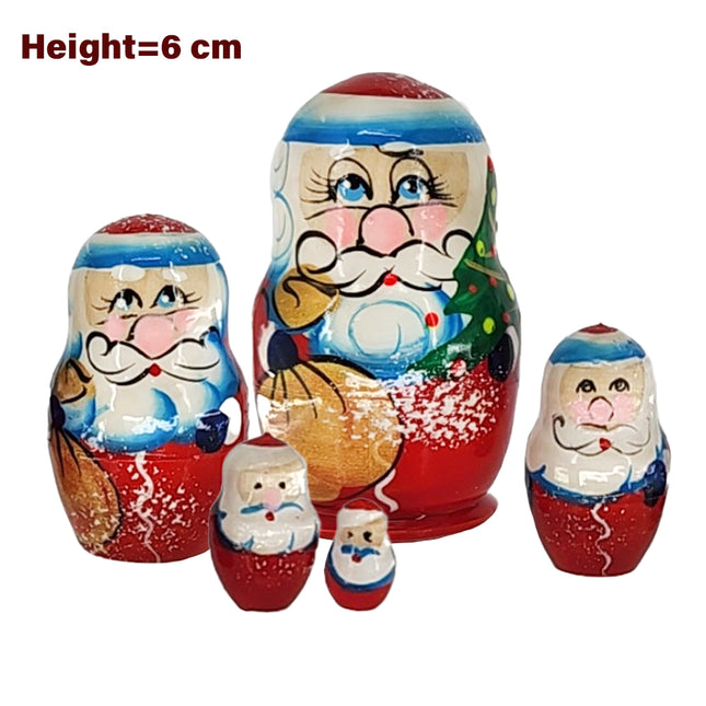 Matryoshka Nesting Doll "Ded Moroz", Height 6cm, 5 Dolls