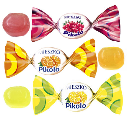 Assorted Fruit Hard Caramel Candy Picolo, Mieszko, 226g/ 0.5lb