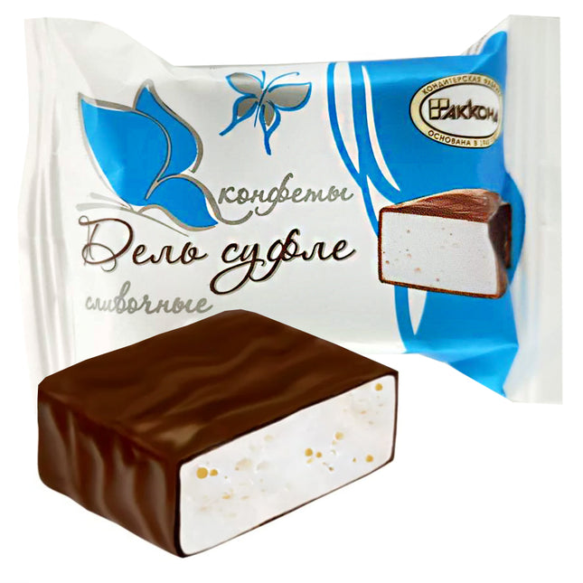 Chocolate Glazed Souffle Candy "Del Souffle Cream", Akkond, 226g/ 0.5lb