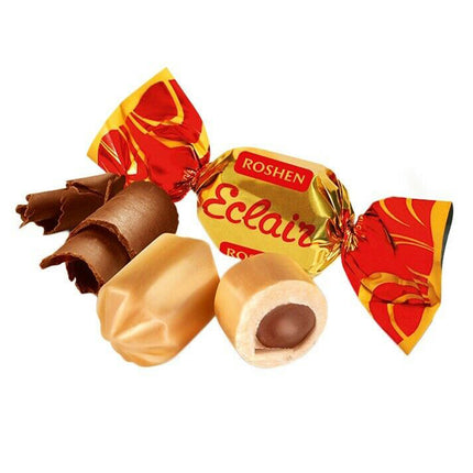 Soft Caramel Candy with Chocolate Filling Eclair, Roshen, 226g/ 0.5lb