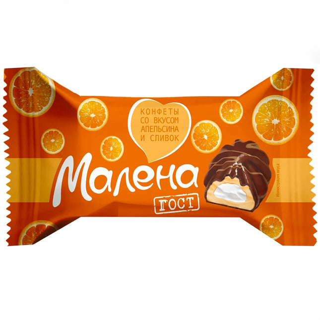 Glazed Marshmallow Candies Orange & Cream "Malena", Akkond, 226g/ 7.97oz