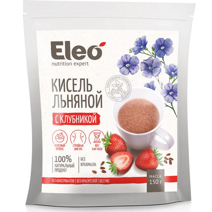 Flax Jelly Drink Kissel with Strawberries, Eleo, 150g/ 5.29oz