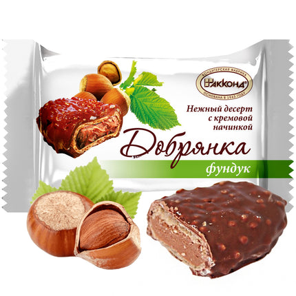 Chocolate Candy Hazelnut Cream Filling in Waffle Case, Dobryanka, Akkond, 226g / 0.5 lb