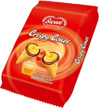 Crispy Cones Advocate Flavored Cream & Chocolate, 130g