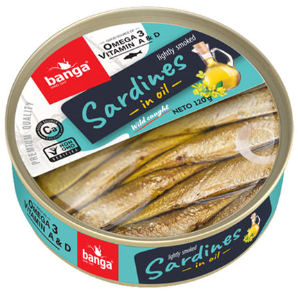 Lightly Smoked Sardines in Oil, 120g