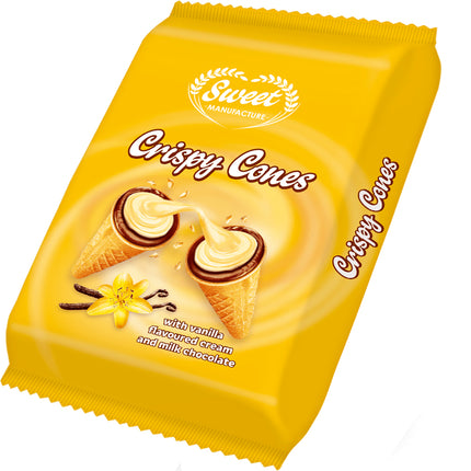 Crispy Cones Vanilla Cream & Chocolate, 130g