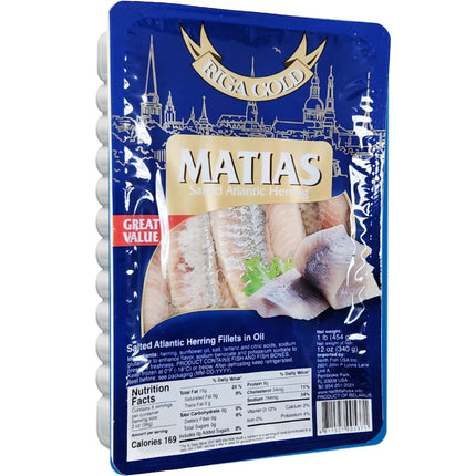 Atlantic Salted Herring Fillet in Oil "Riga Gold", 450g